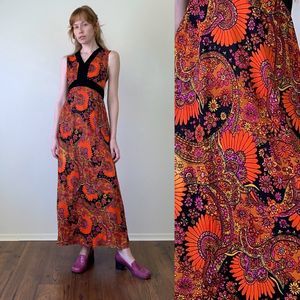 vintage 60s mod psychedelic maxi dress medium